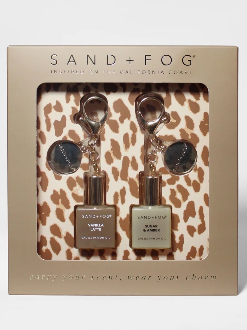 SAND + FOG Bag Charm Perfume Oil Rollerball Set - Vanilla Latte + Sugar & Amber!